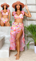 Ruffle Me Pretty | Two Piece Swimsuit Skirt Set - Floral print