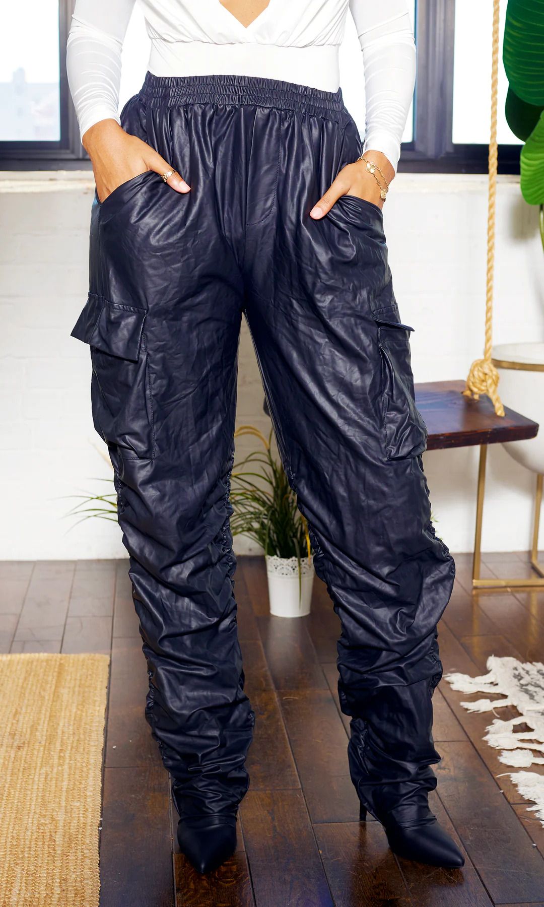 Metallic Scrunge Pants Boots | Black FINAL SALE