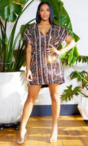 Sequins V Neck Oversized Dress - Black