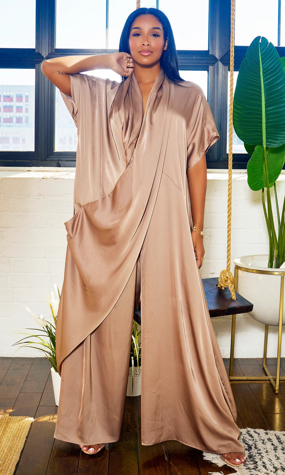 Luxe Drape Loose Fit Jumpsuit - Bronze PREORDER Ships End January