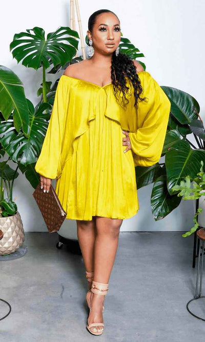 She's Classy | Flow Dress - Chartreuse