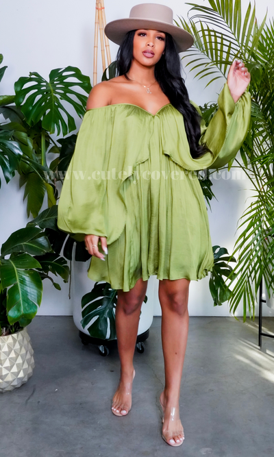 She's Classy l Flow Dress - Kiwi Green - Cutely Covered