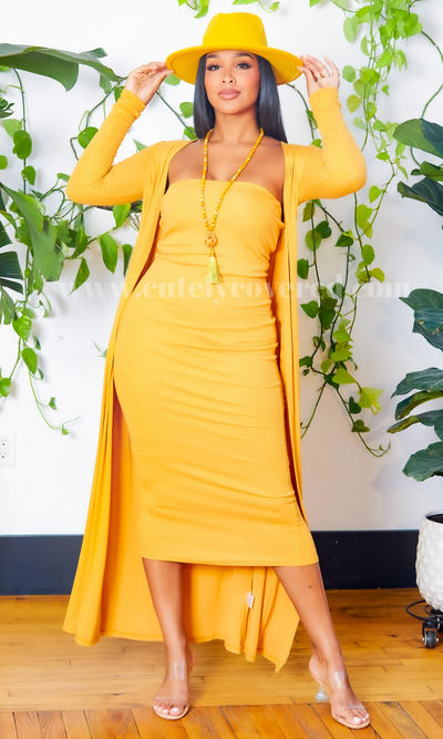 Slay Bae | Cardigan Dress Set - Orange PREORDER ships Early August - Cutely Covered