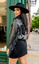 Set The Tone Black Fringe Jacket FINAL SALE - Cutely Covered
