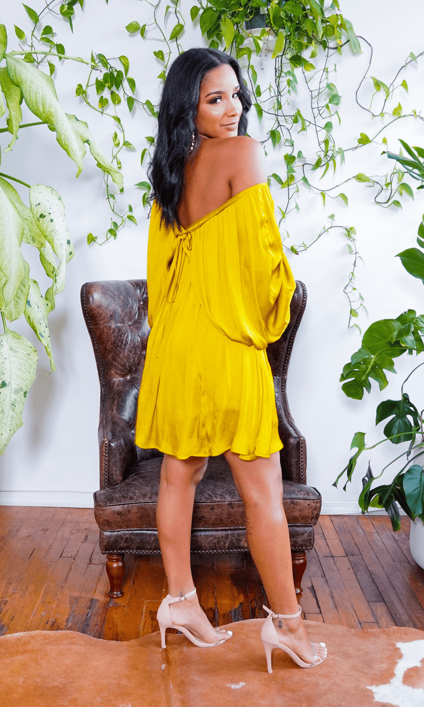 She's Classy l Flow Dress - Chartreuse - Cutely Covered
