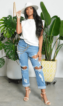 Cuffing Season | Ripped High Waist Boyfriend Jeans - Cutely Covered