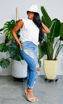 Cuffing Season | Ripped High Waist Boyfriend Jeans - Cutely Covered