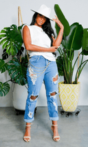 Cuffing Season | Ripped High Waist Boyfriend Jeans - Cutely Covered