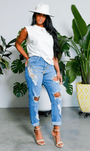 Cuffing Season | Ripped High Waist Boyfriend Jeans - Cutely Covered