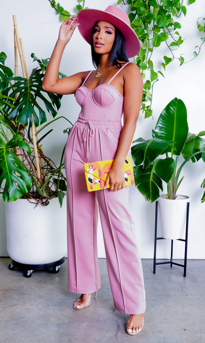 Angelica| Bustier Pants Set - Mauve - Cutely Covered