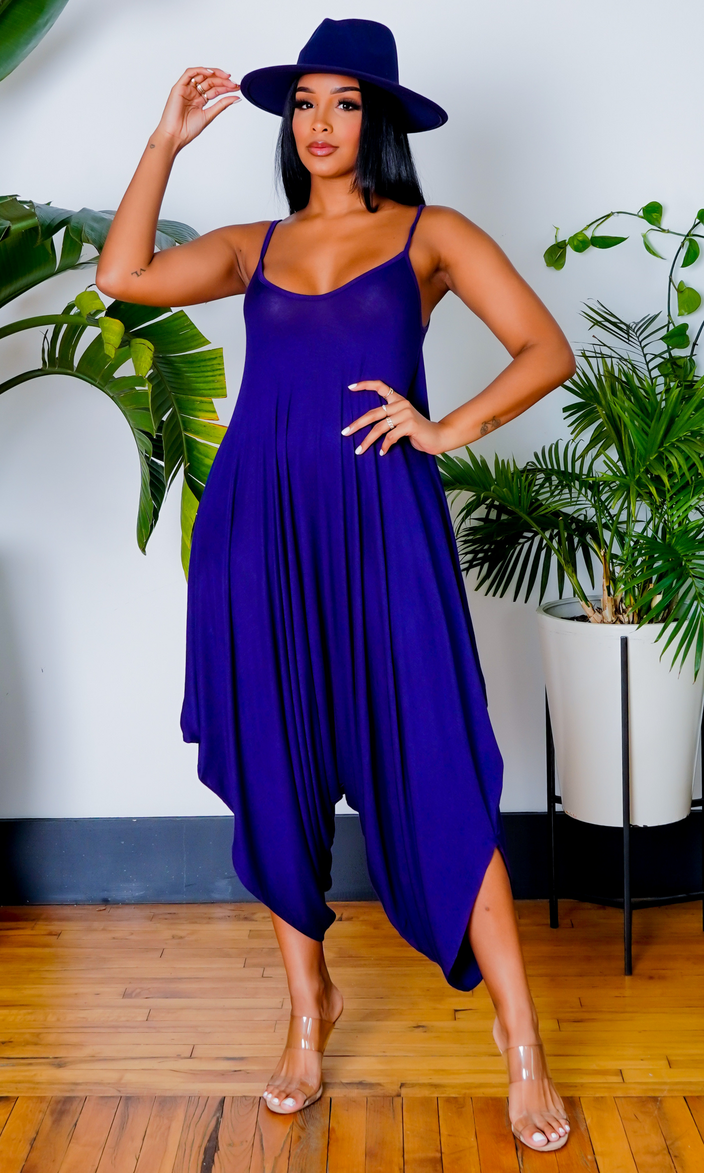 Chic Loose Harem Jumpsuit - Navy - Cutely Covered