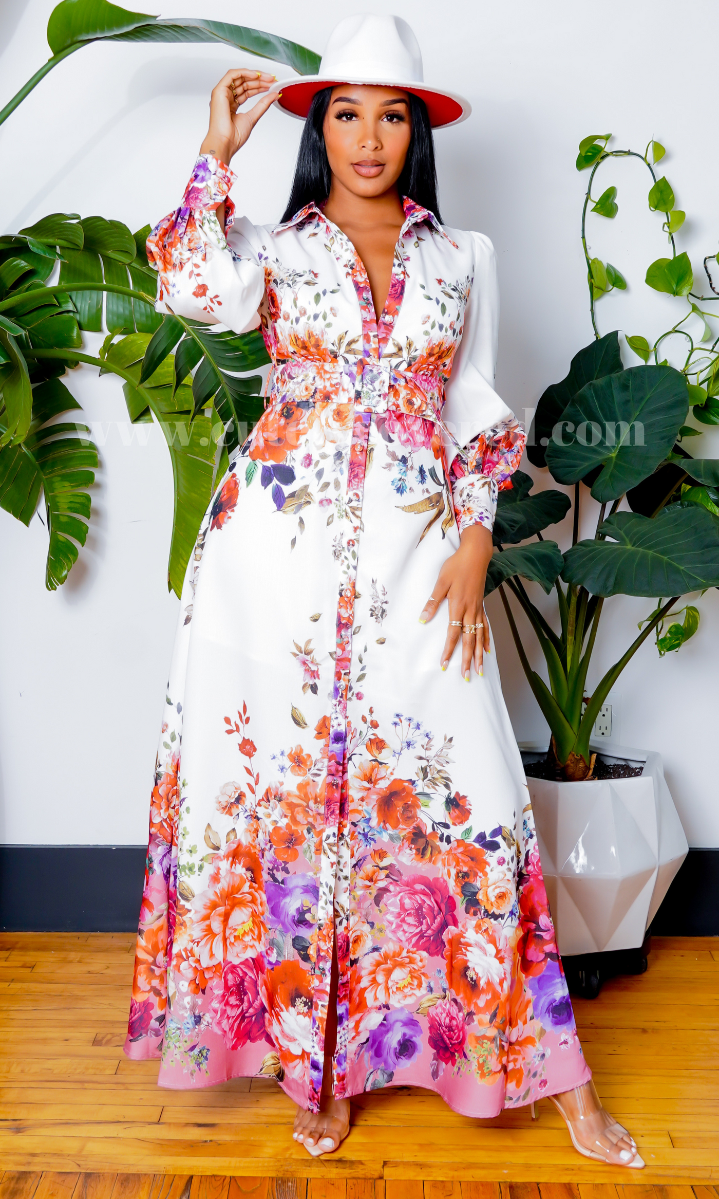 Queen of the Garden I Long Sleeve Maxi Dress -  Mauve Floral - Cutely Covered