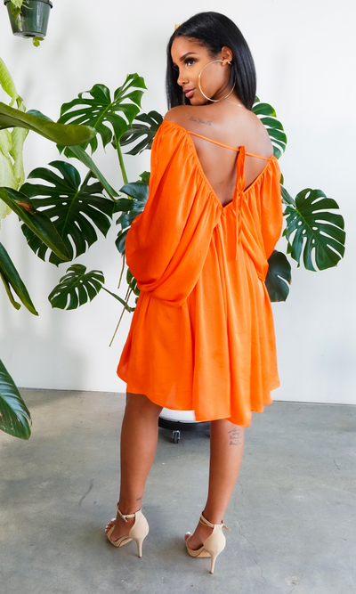 She's Classy l Flow Dress Orange - Cutely Covered