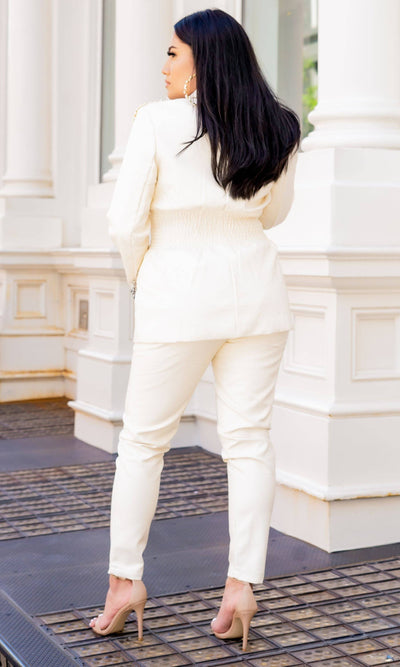 I Have Arrived | Cream Suit Pants Set FINAL SALE - Cutely Covered