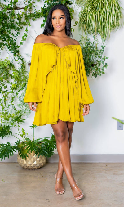 She's Classy l Flow Dress - Chartreuse - Cutely Covered