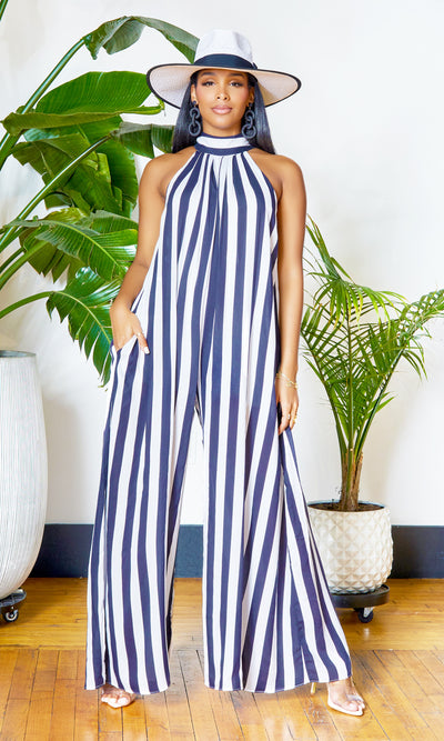 Striped Jumpsuit - Cutely Covered