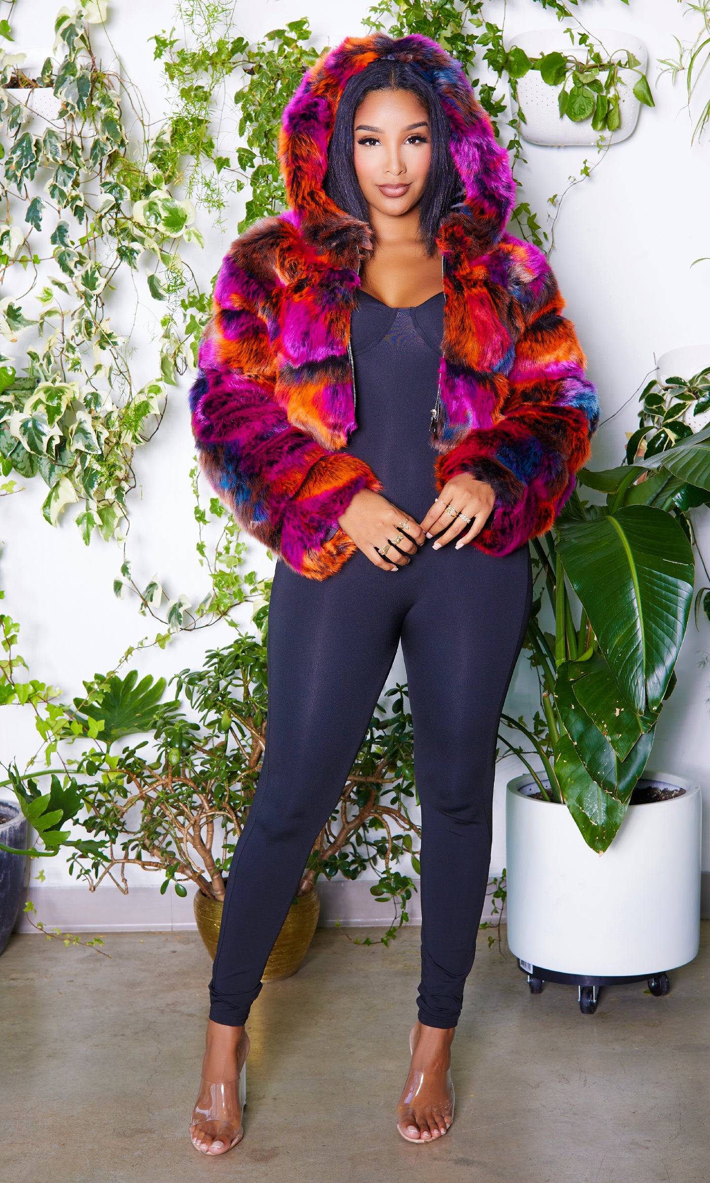 My Type Colorful Faux Fur Jacket - Cutely Covered