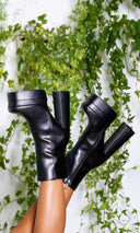 She's a Baddie Platform Black Boots - Cutely Covered