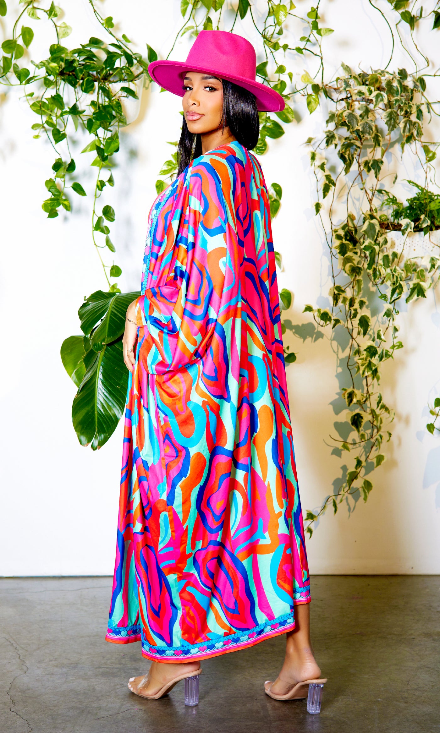Capri | Kimono Pants Set - Fuchsia Print - Cutely Covered