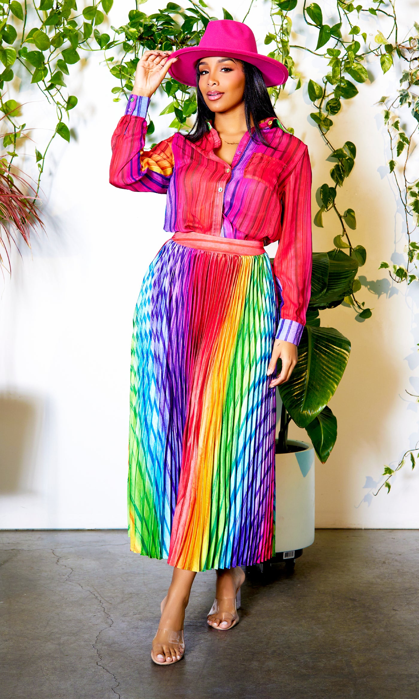 Spectrum | Colorful Stripe Skirt Set - Cutely Covered