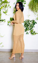 Maxi Sweater Mesh Dress - Taupe - Cutely Covered