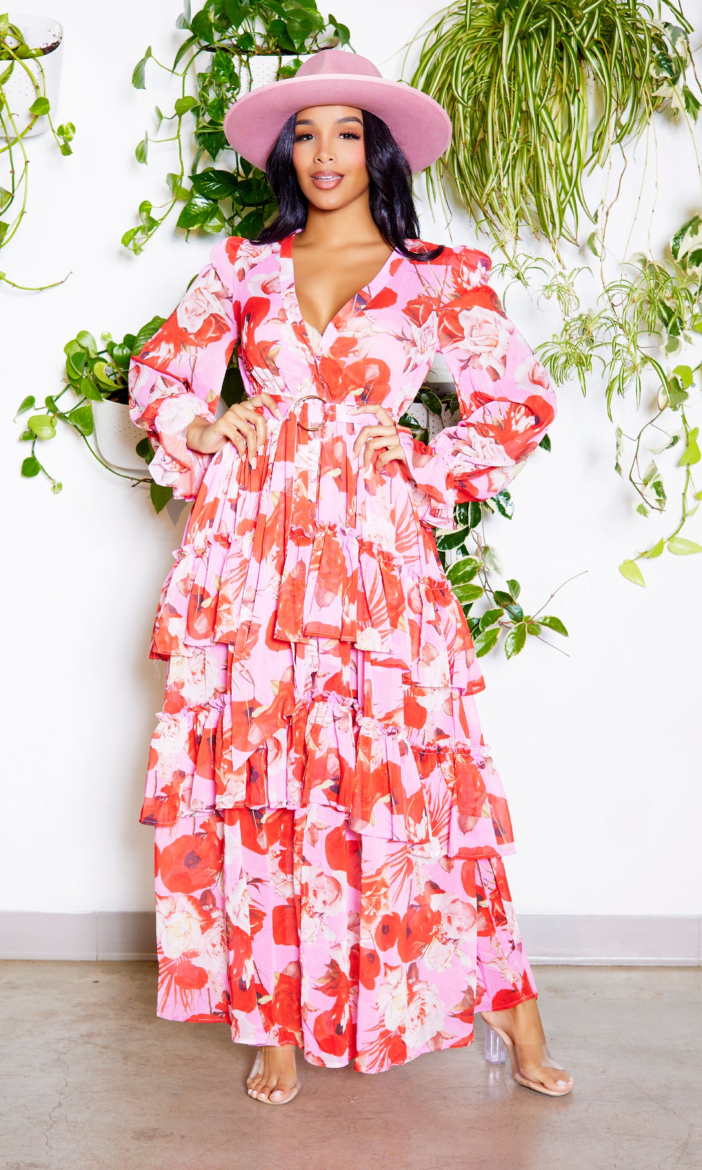 Printed to Perfection | Pink Red Maxi Dress - Cutely Covered