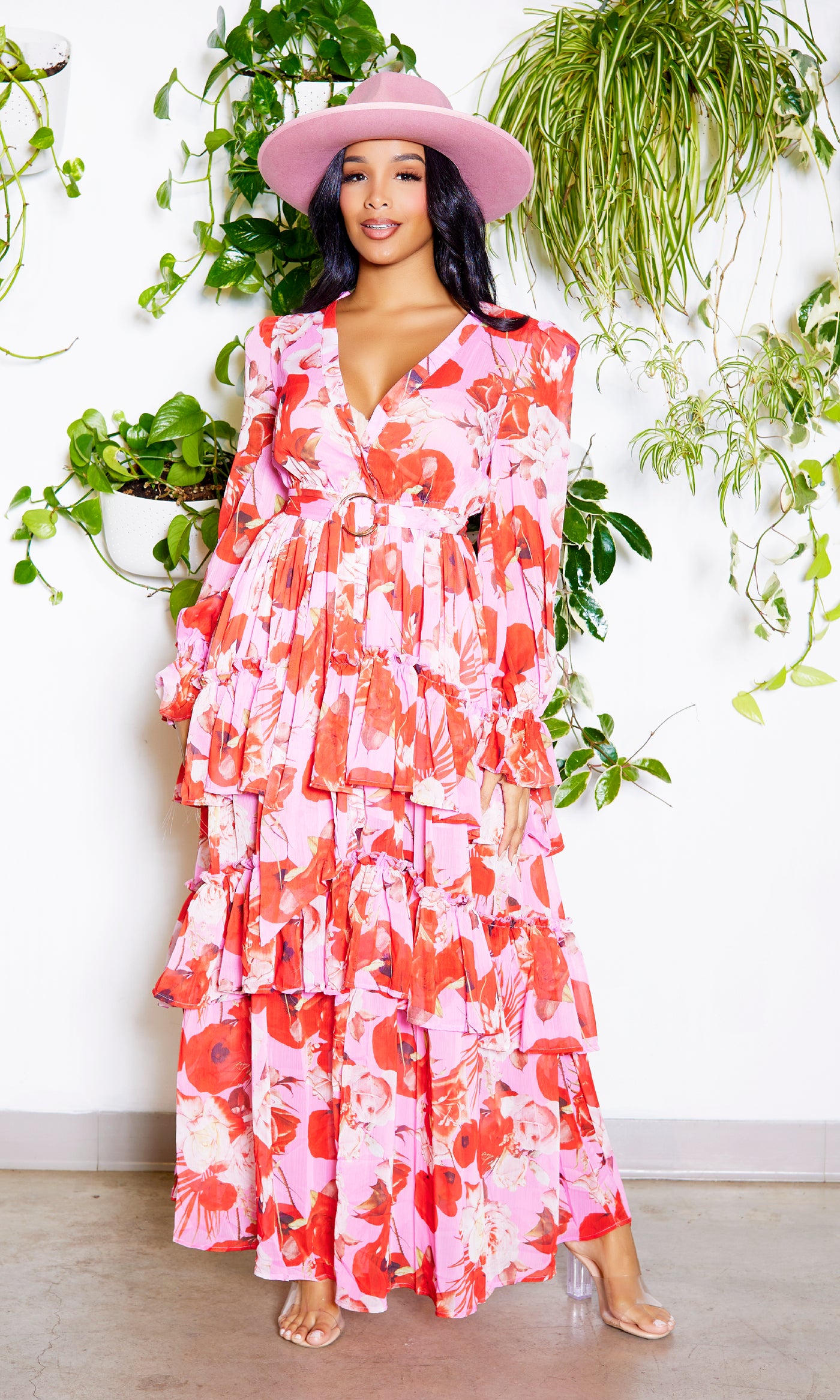 Printed to Perfection | Pink Red Maxi Dress - Cutely Covered