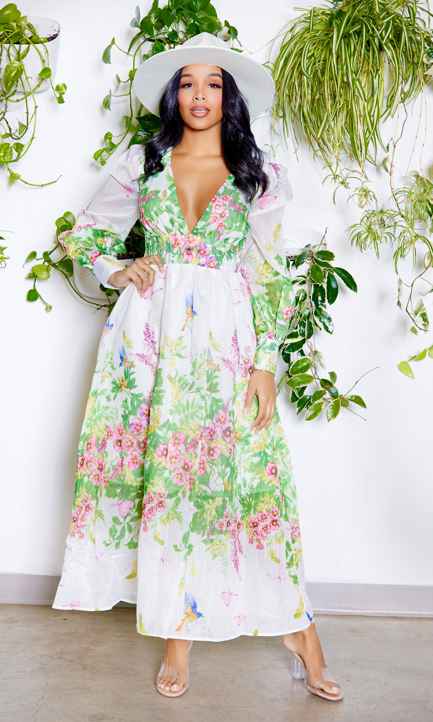 White Floral Maxi Dress - Cutely Covered