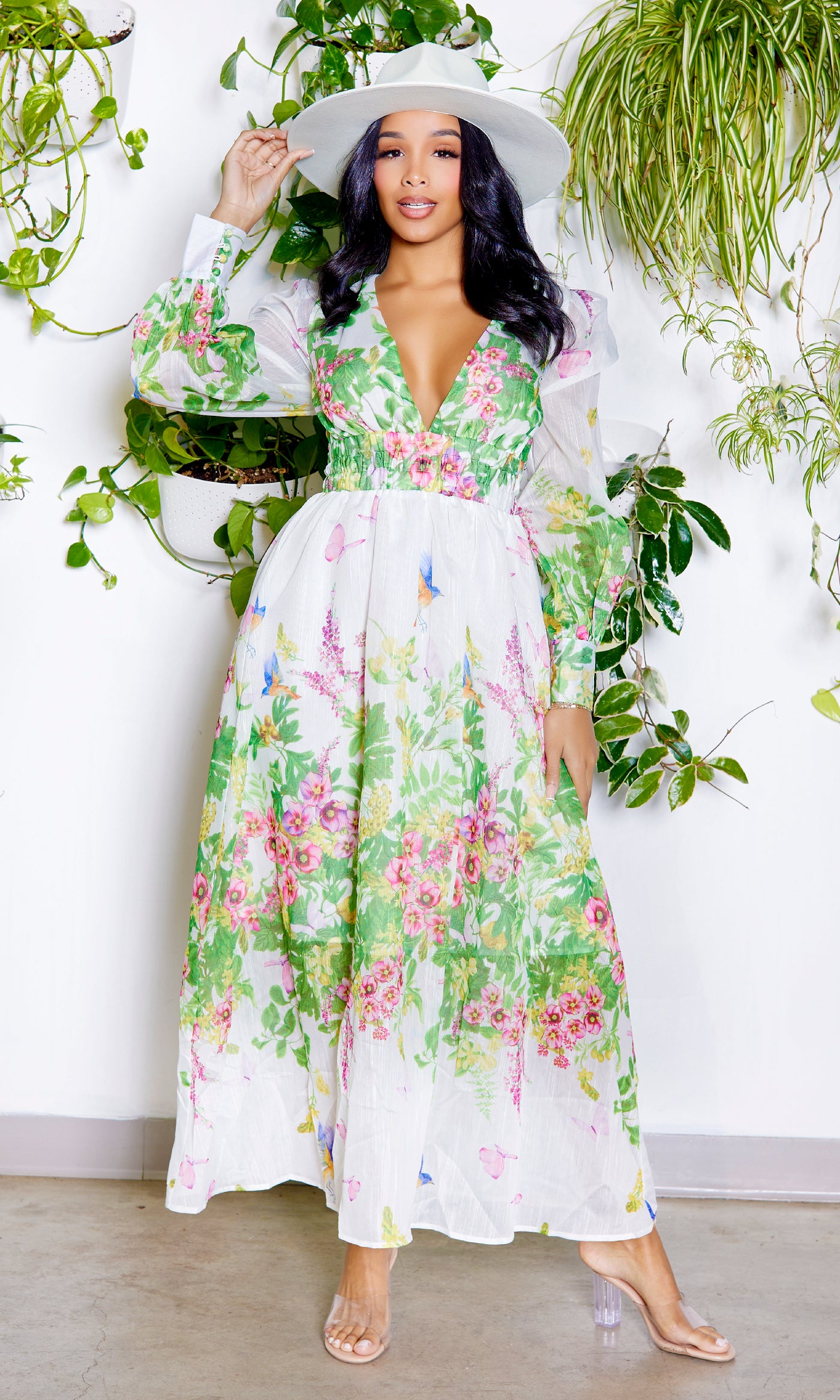 White Floral Maxi Dress - Cutely Covered