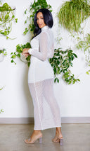 Maxi Sweater Mesh Dress - White - Cutely Covered