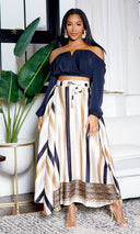 Simply Classy Skirt - nude brown stripes - Cutely Covered