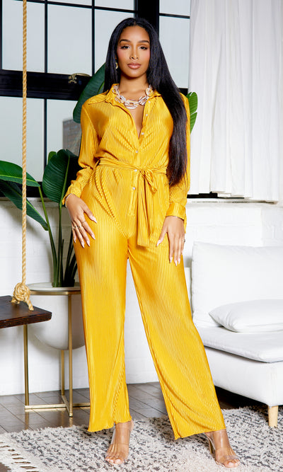 Cozy and Sexy Jumpsuit - Mustard - Cutely Covered