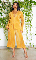 So Cozy Collared Button Down Pants Set - Orange - Cutely Covered