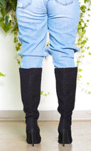 Black Terry Knee Boots - Cutely Covered