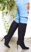 Black Terry Knee Boots - Cutely Covered