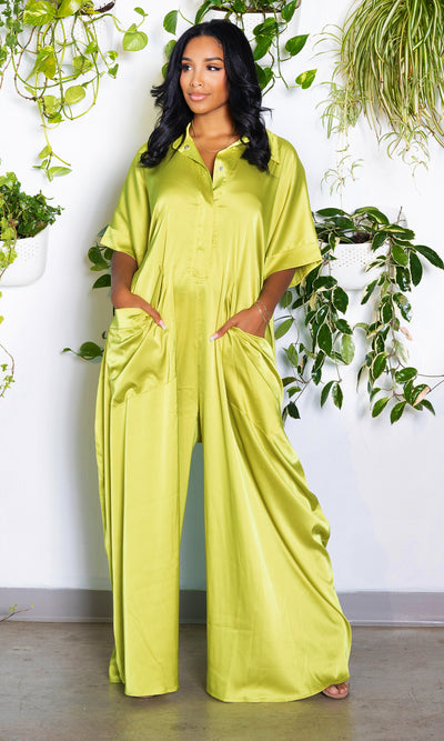 I'm Grown Classy Jumpsuit - Chartreuse - Cutely Covered