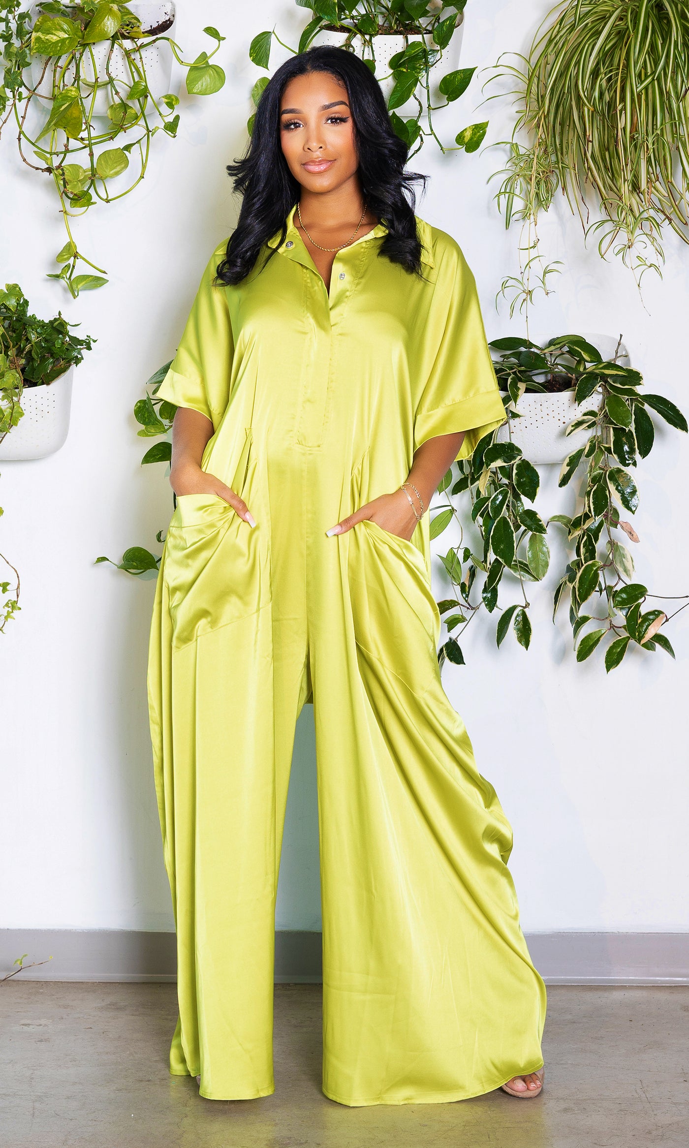 I'm Grown Classy Jumpsuit - Chartreuse - Cutely Covered