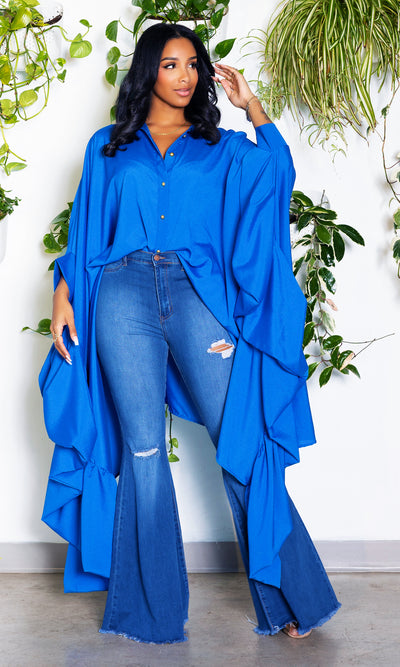 Chic Asymmetrical Top - Royal Blue - Cutely Covered