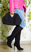 Black Terry Knee Boots - Cutely Covered