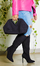 Black Terry Knee Boots - Cutely Covered