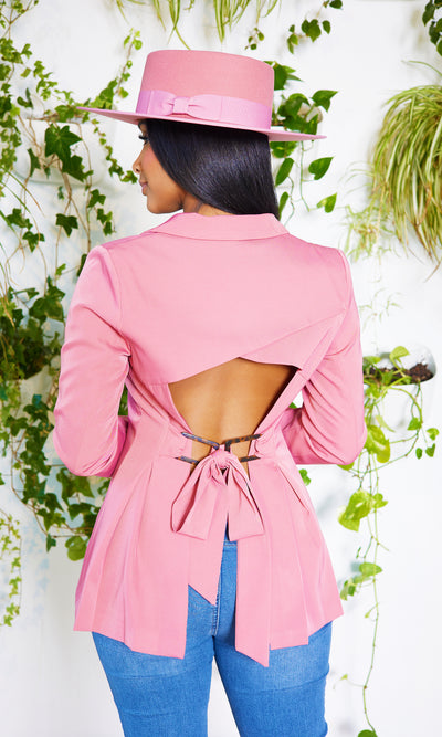Go Getter | Cut Out Back Blazer - Rose - Cutely Covered