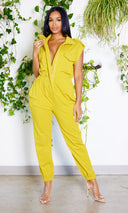 At Ease Jumpsuit- Chartreuse - Cutely Covered