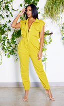 At Ease Jumpsuit- Chartreuse - Cutely Covered