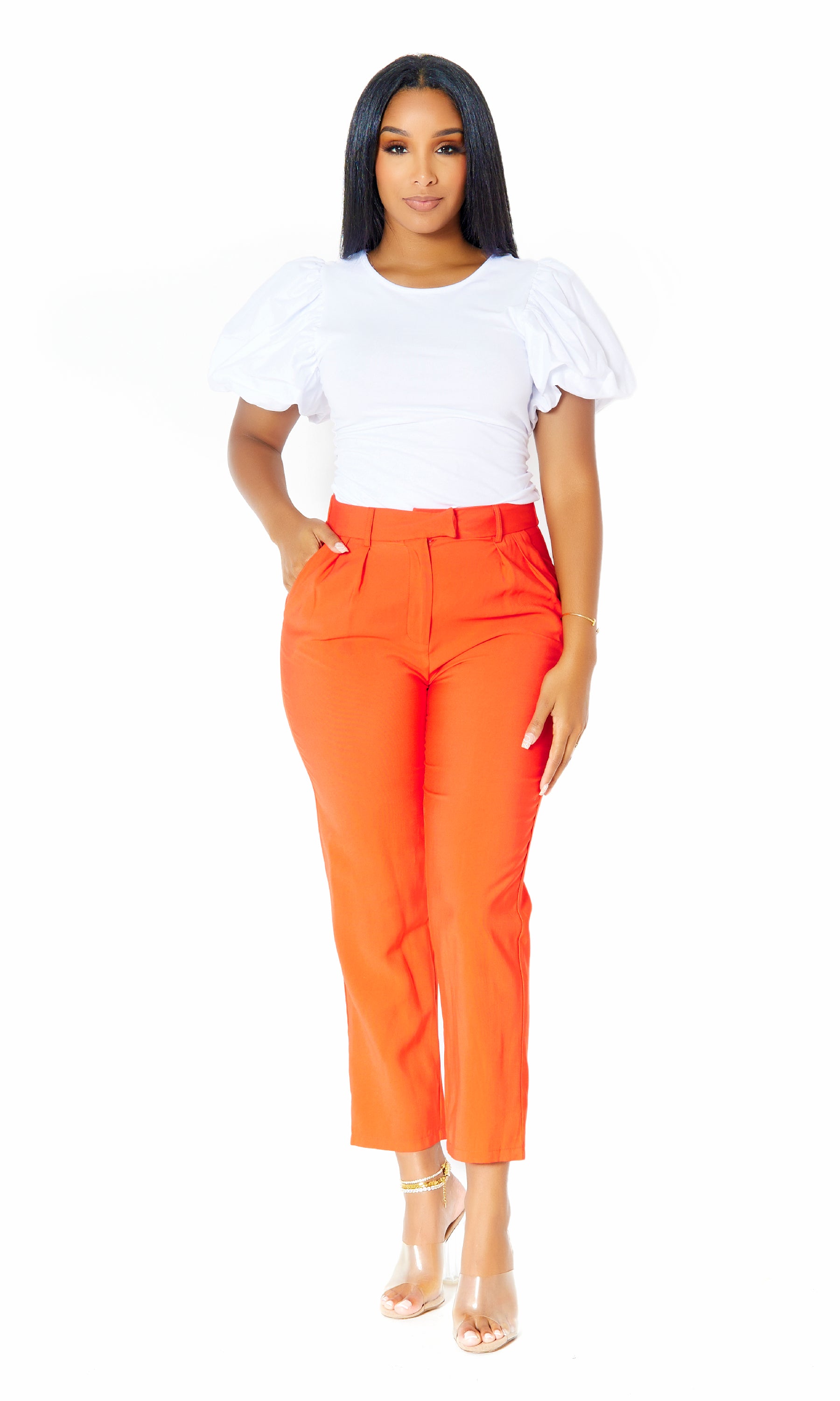 womens orange dress pants Saint + Sofia | Women's Argent Wide Leg Pant | Pants | Orange