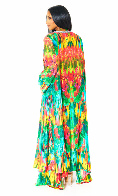 Macaw Viscose Silk Halter Dress - Cutely Covered