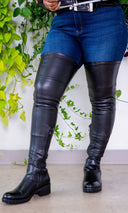 Thigh High Flat Stretch Boots