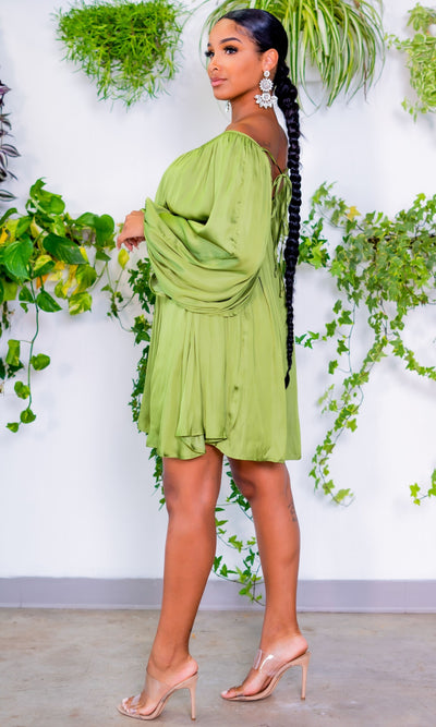 She's Classy l Flow Dress - Kiwi Green - Cutely Covered