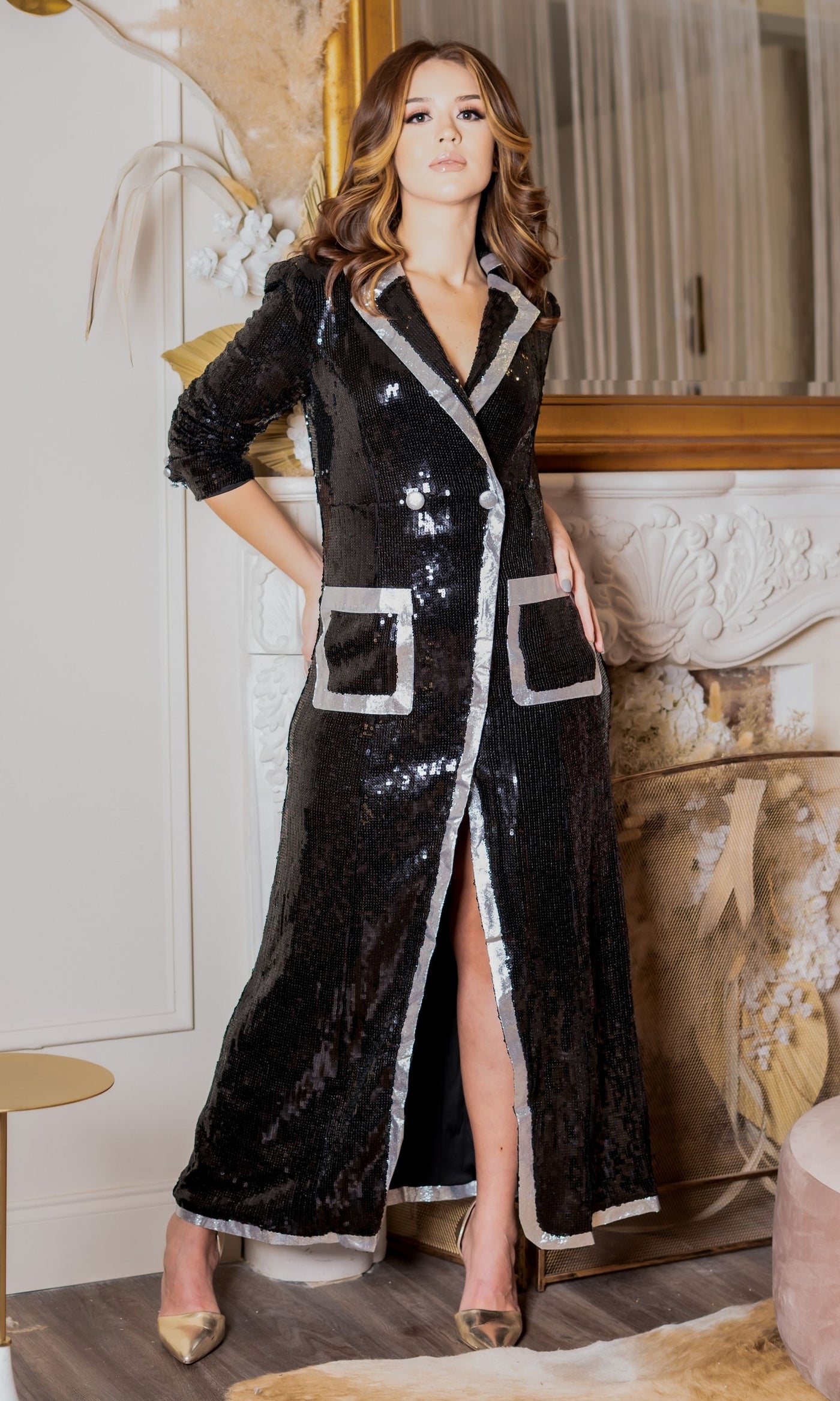 Showstopper Sequin Long Sleeve Maxi Dress - Black FINAL SALE - Cutely Covered