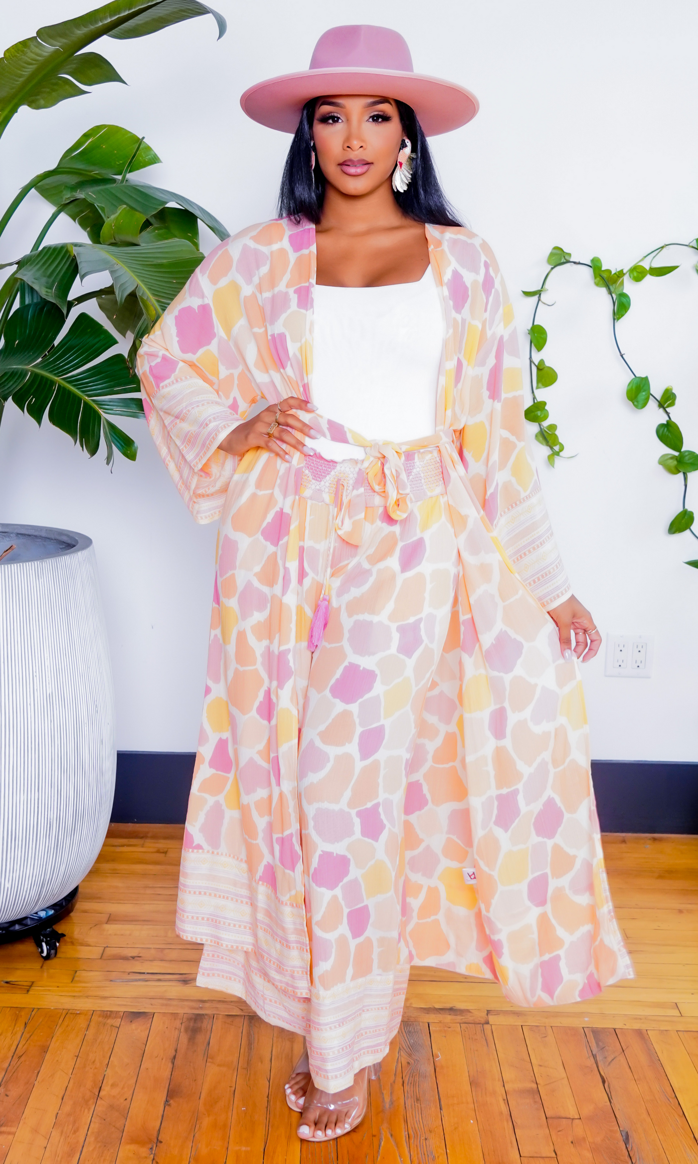 Giraffe Print  I Kimono Pants Set - Cutely Covered