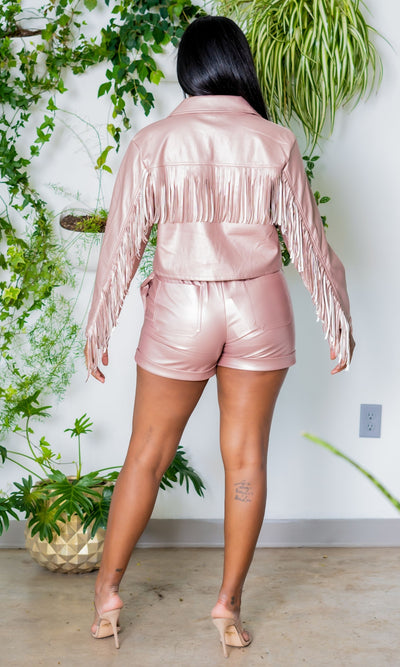 Out West Faux Leather | Two Piece Set - Mauve FINAL SALE - Cutely Covered